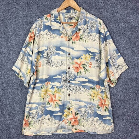 Tommy Bahama Mens XLarge‎ Island Floral 100% Silk Button Up Shirt - Picture 1 of 6